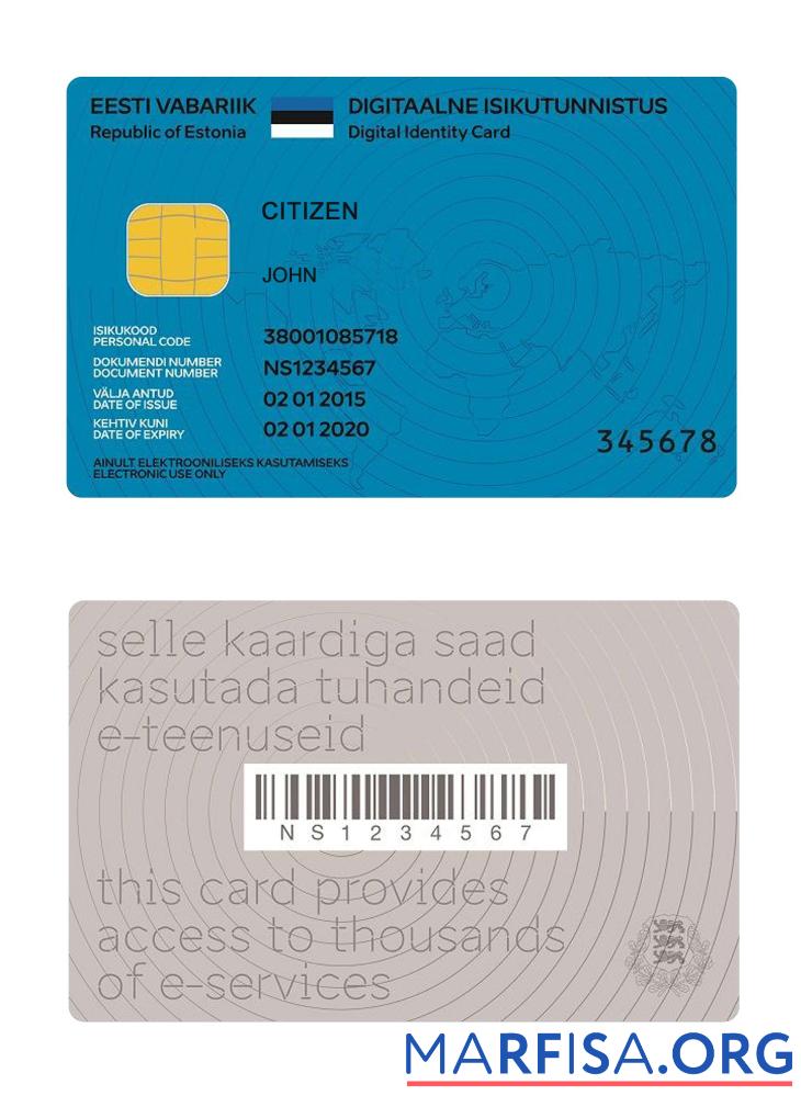 Blank Estonia Digital ID Card 2018 Present download for verification